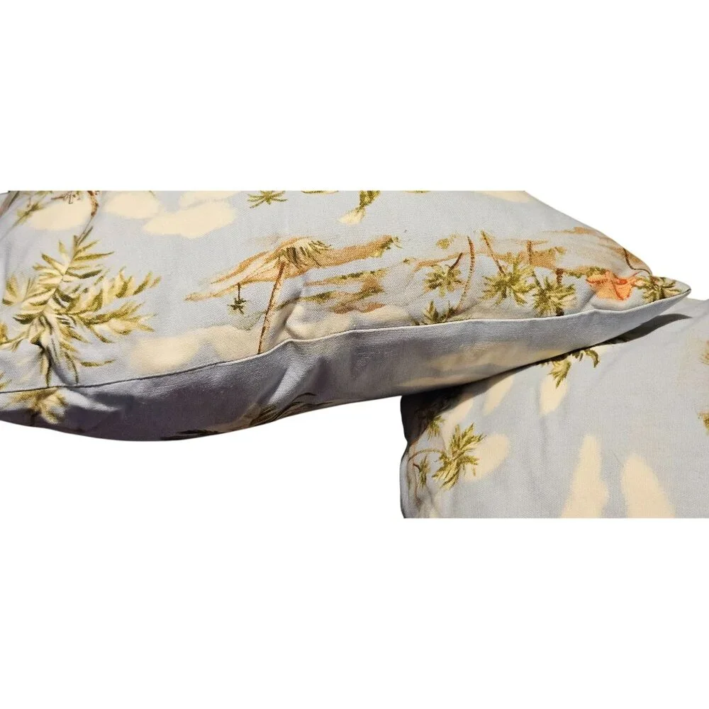 5 pc King Bed Sham Set Tropical Palm Fashion On 5th Cotton Light Blue Green Read